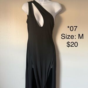 Black One-Shoulder Cutout Maxi Dress - Size M